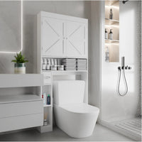 Close-up of cabinet doors and handles, farmhouse style design